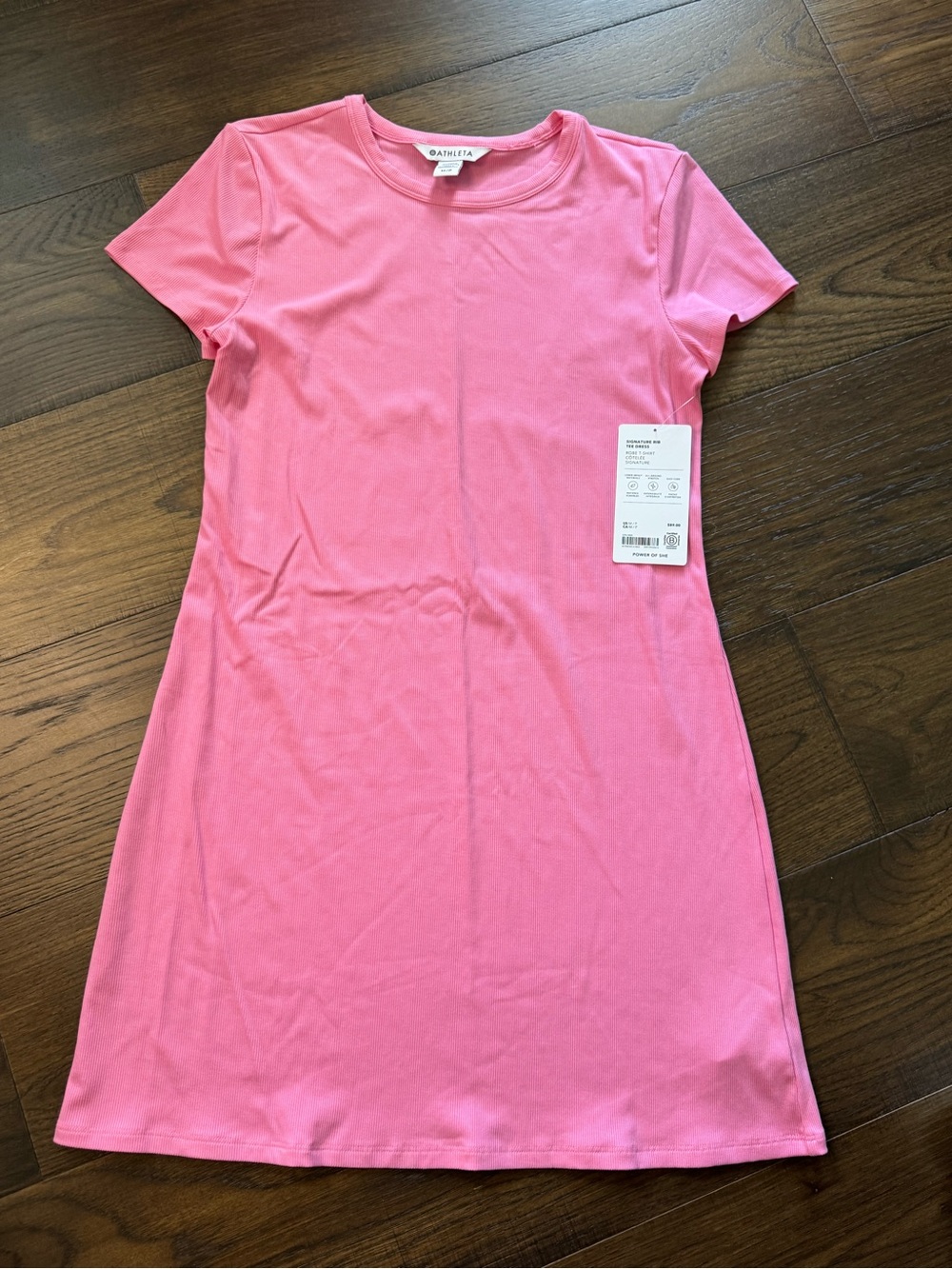 Athleta Bubblegum Pink Short-Sleeve Mini Dress